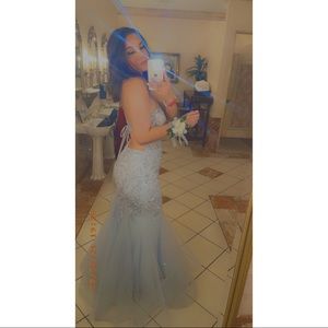 Embroidered Halter Lace Up Back Dress